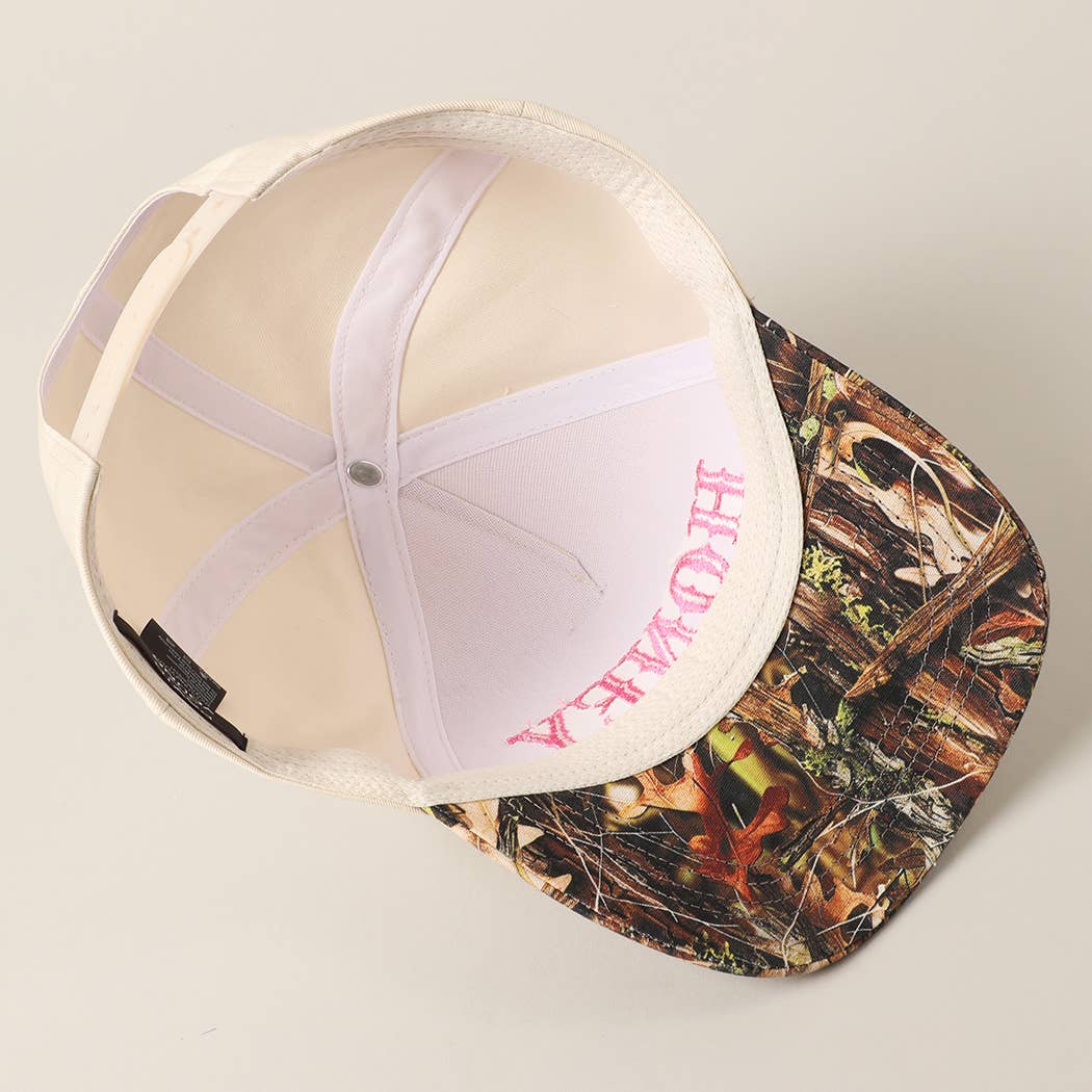 HONEY Lettering Embroidery Camo Hat - Black