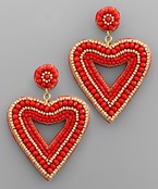 Seed Bead Heart Earrings