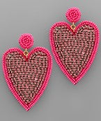 Dangle Beaded Heart Earrings