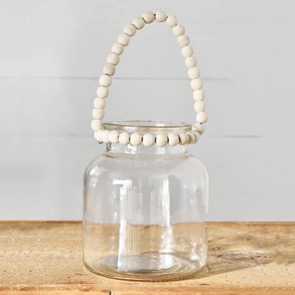 Glass Jar W/ Beaded Handle