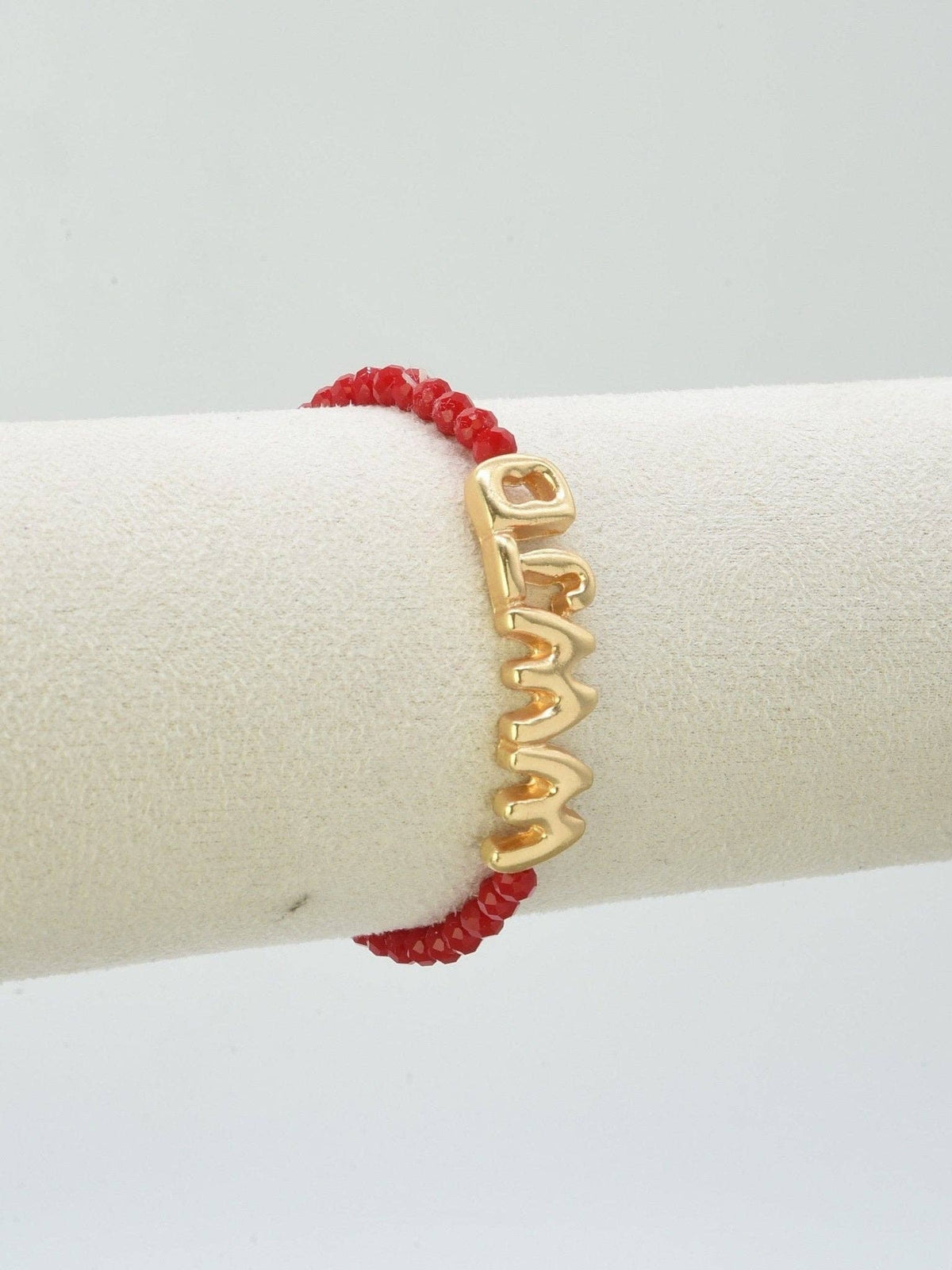 WWJD Glass Bead Bracelet: Red