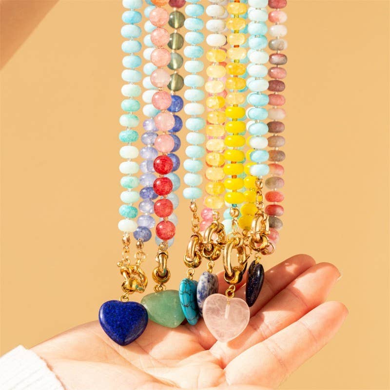Natural Stone Semi-Precious Glass Mixed Necklace: Turq
