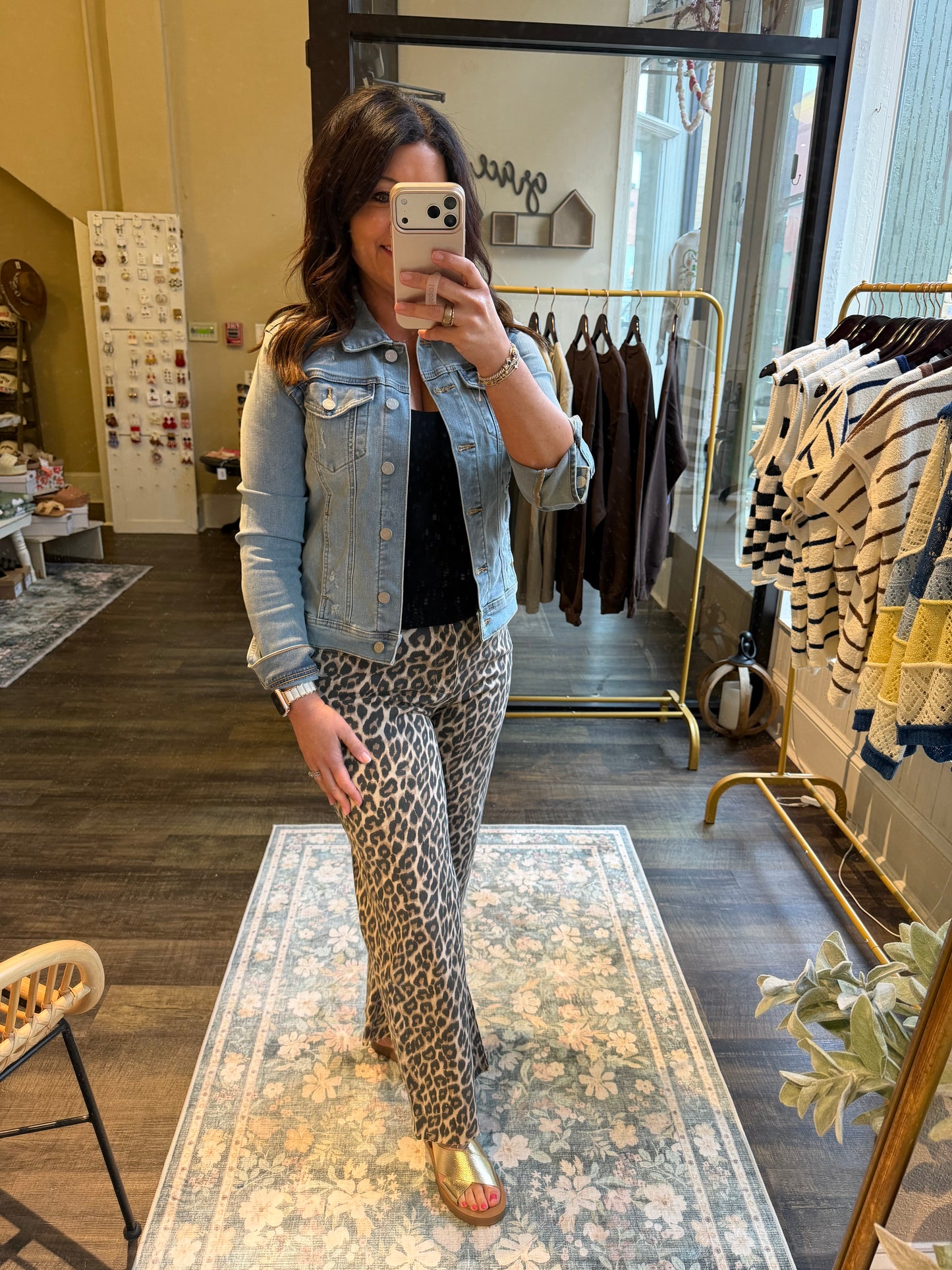 High Rise Leopard Print Jeans