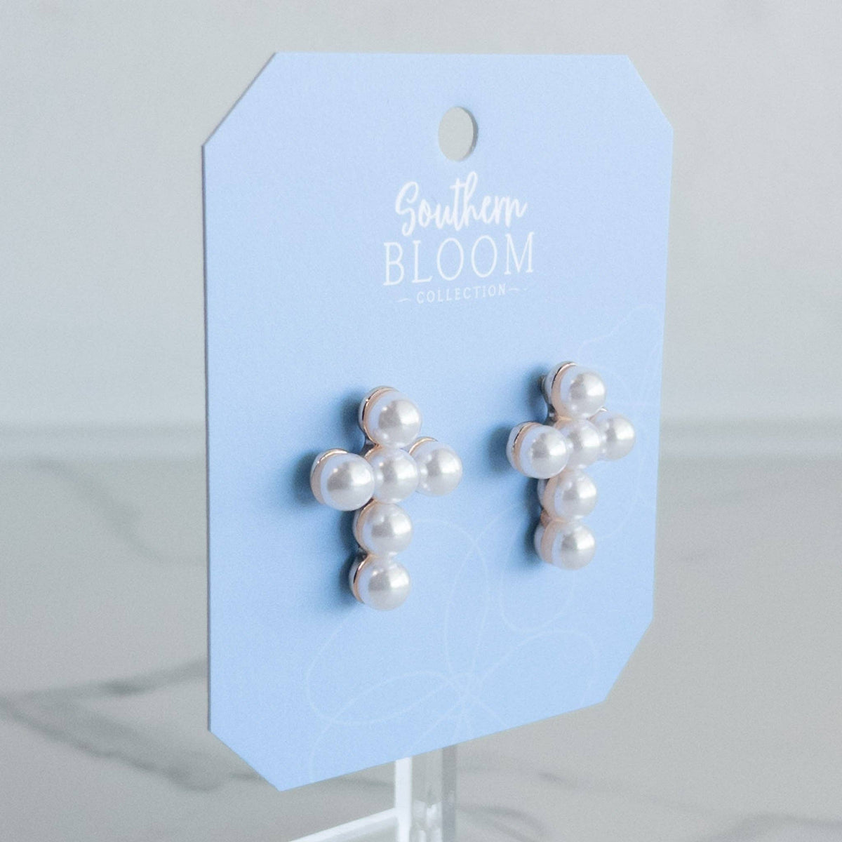 Blessed Statement Cross Earrings