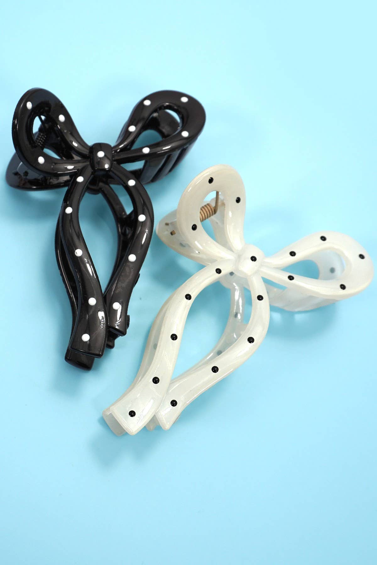 Polka Dot Bow Hair Claw Clips | BLACK