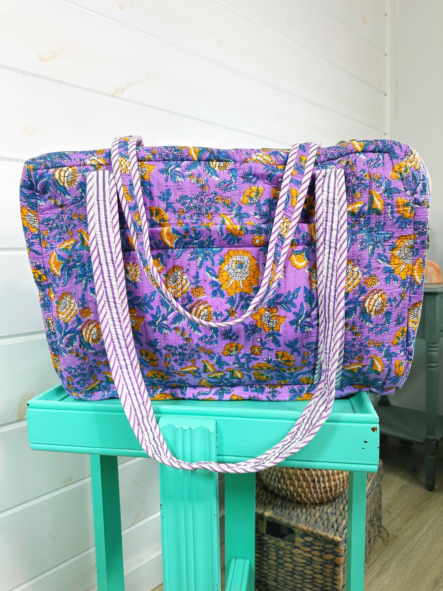 Quilted Duffle Bags | Block Print | Weekender Bag | Floral