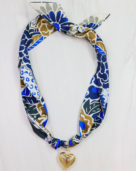 Lillie Scarf Charm Necklace BLUE COFFEE