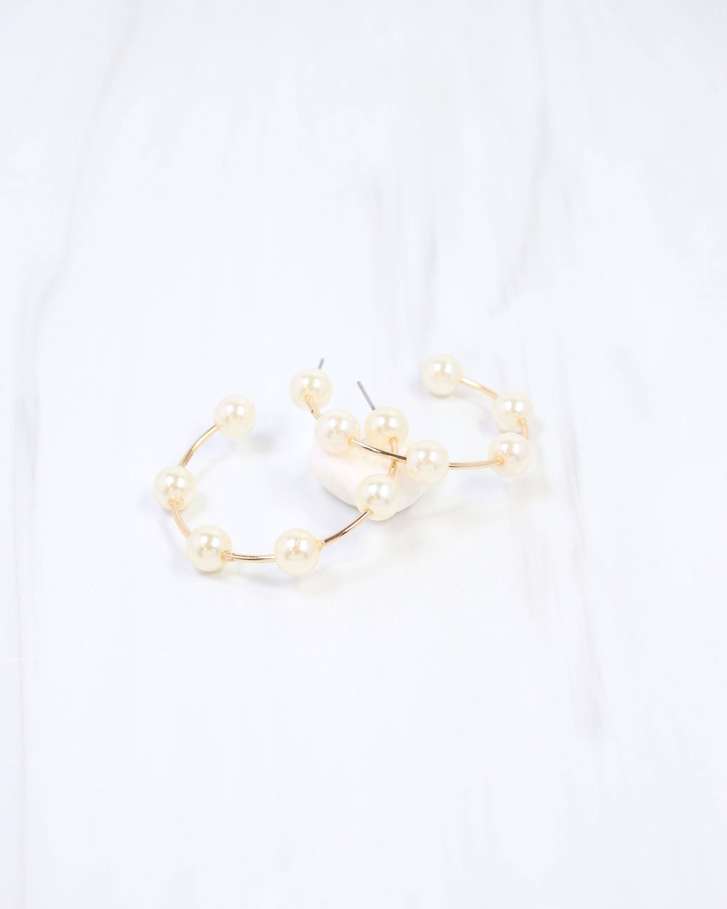 Mount Pleasant Pearl Hoop Earring Gold
