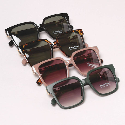 Casual Rectangular Bold Frame Sunglasses: 12 ASSORTED / ONE SIZE
