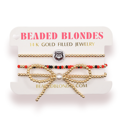 Georgia/Bulldogs Logo Bow Stack of 3: Standard 6.75 inch