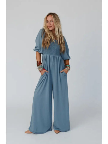 Nick of Time Smocked Jumpsuit