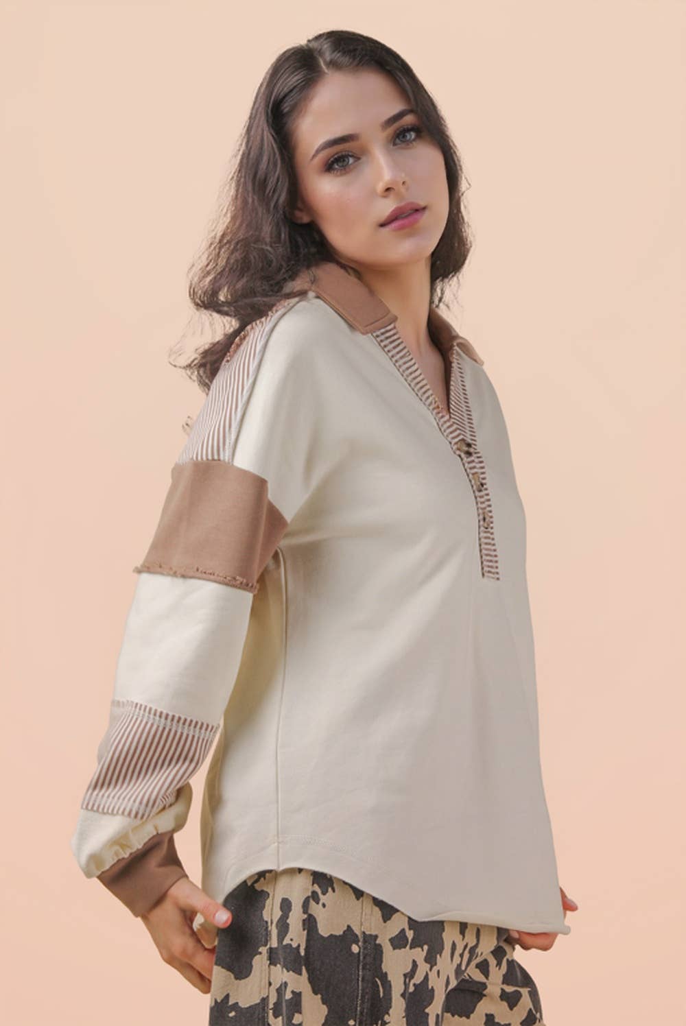 Color Block Oversized Casual Knit Top