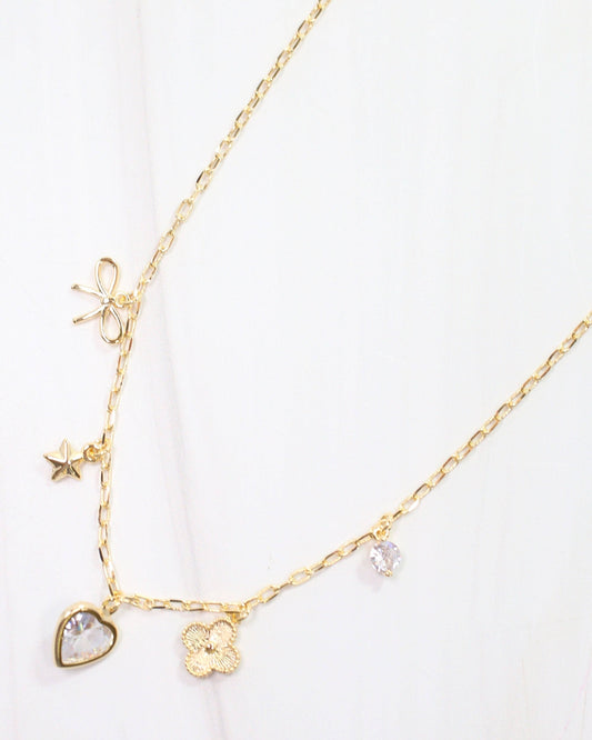 Leanna Delicate Charm Necklace Gold