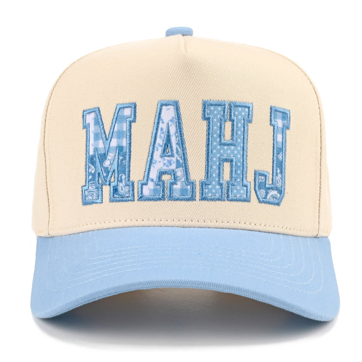 MAHJ Applique Trucker Hat: Sky Blue