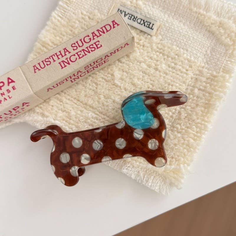 JUMBO POLKA DOT DOG HAIR CLAW CLIPS | Brown
