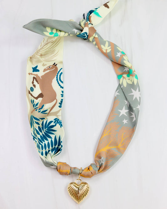 Lillie Scarf Charm Necklace TAN TEAL: Default