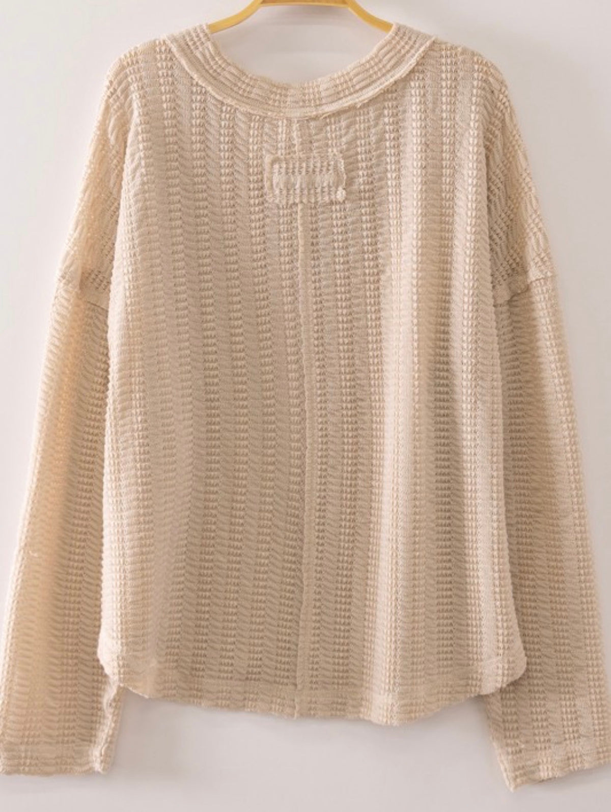 Textured Knit V-Neck Oversized Top