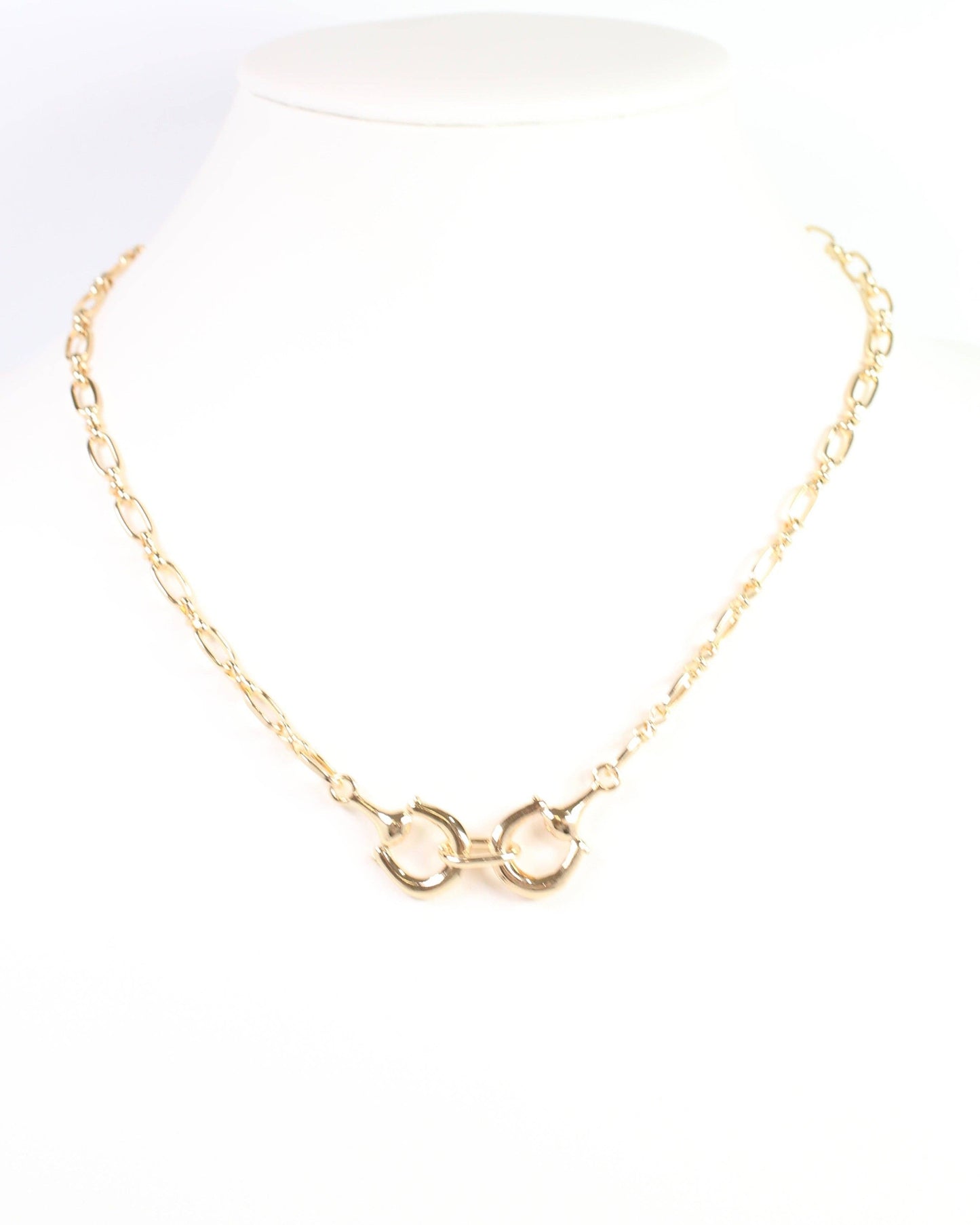 Declan Double Horsebit Necklace Gold