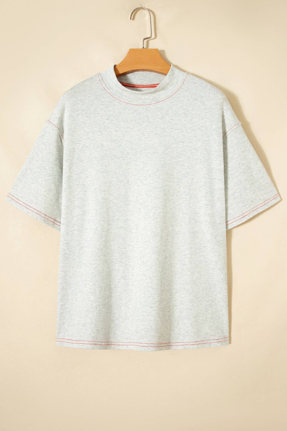 Game Day Reversible Mock neck Contrast-Stitched Top: Light Grey