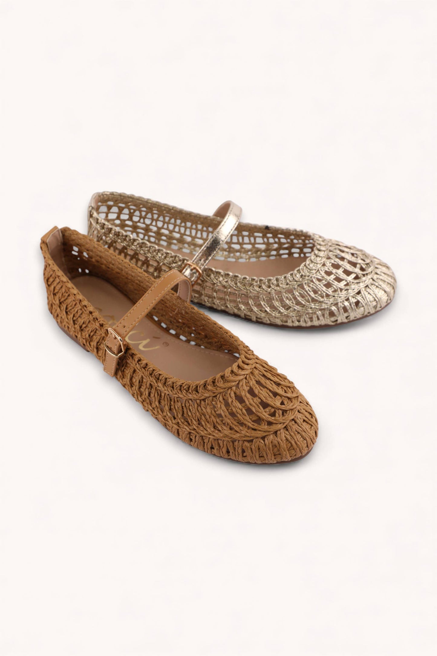 SUSAN WOVEN DESIGNED MARY JANE FLAT: NATURAL