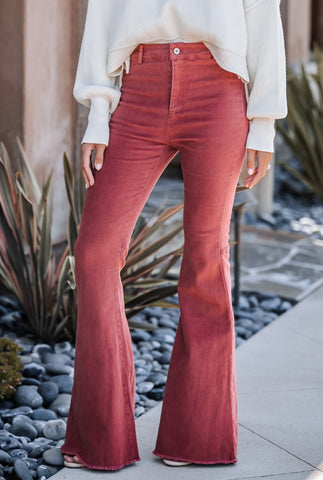 Washed High Rise Flare Jeans
