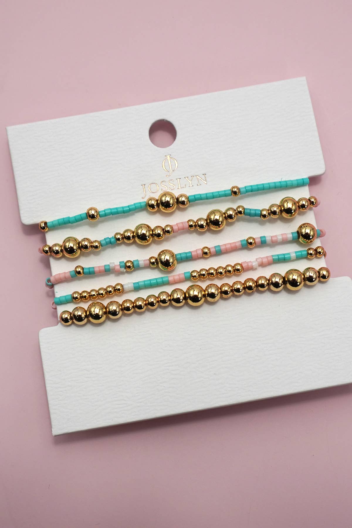 MULTI LAYER NATURAL STONE BALL CHAIN LINK BRACELET:Multi