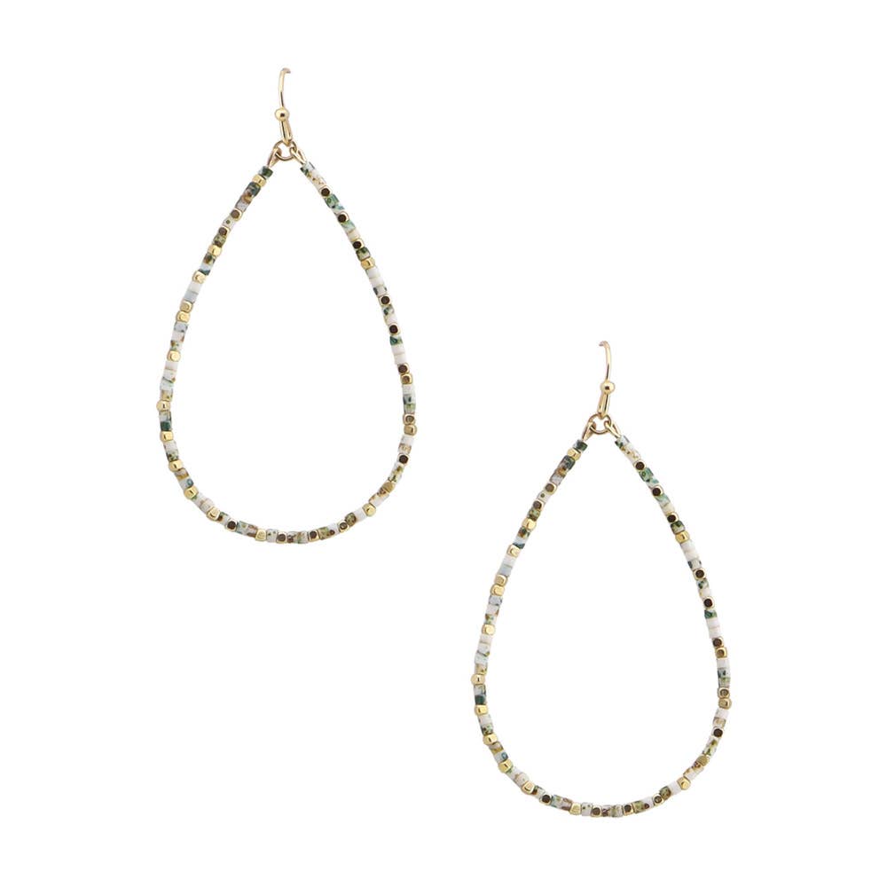 BEADED HOOP DANGLE EARRINGS