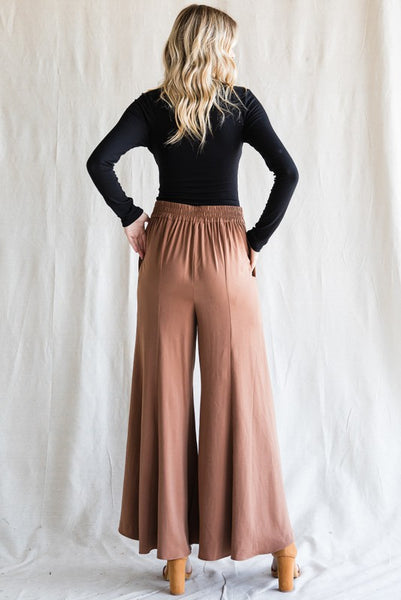 Solid Flare Pants with Pockets