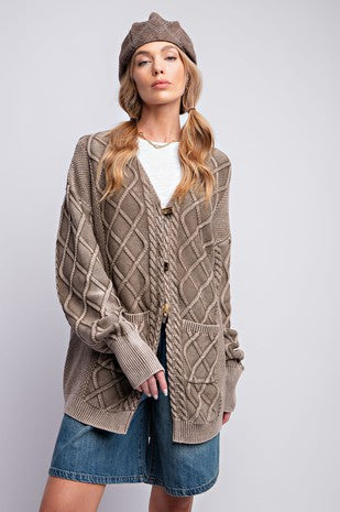 Cable Knitted Sweater Cardigan