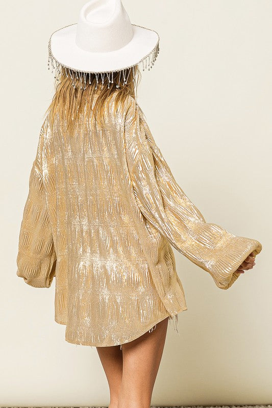 Bubble Sleeve Metallic Shirt
