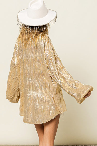 Bubble Sleeve Metallic Shirt
