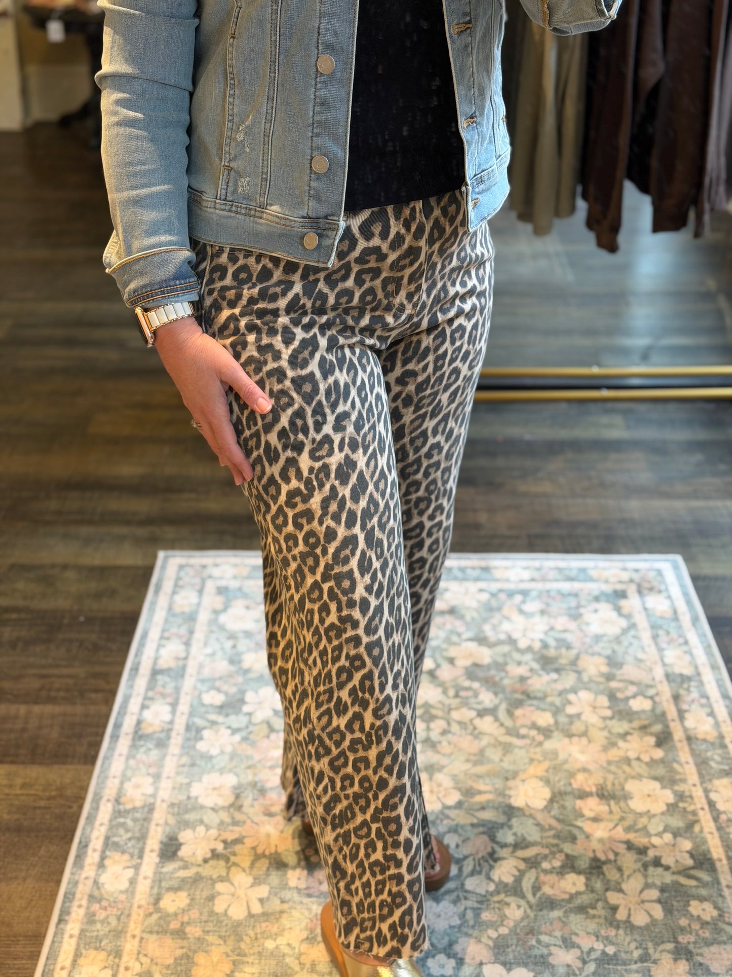 High Rise Leopard Print Jeans