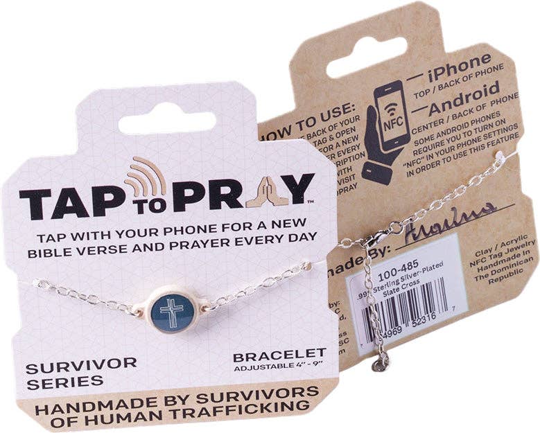 Tap To Pray® Survivor Series Chain Bracelet: 14K Gold-Plated + Vanilla Cross