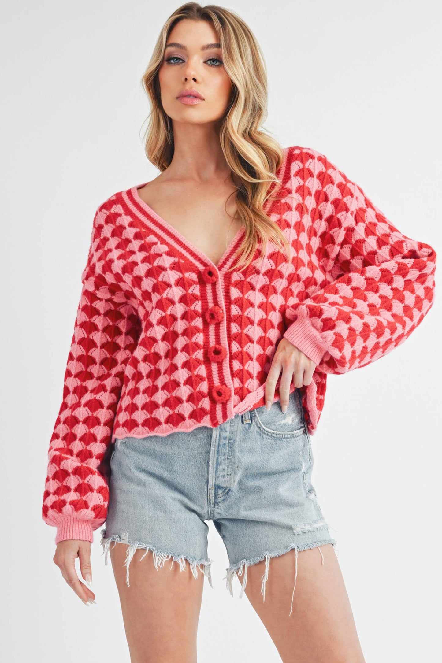 Fantasia Cardigan: Pink/Red