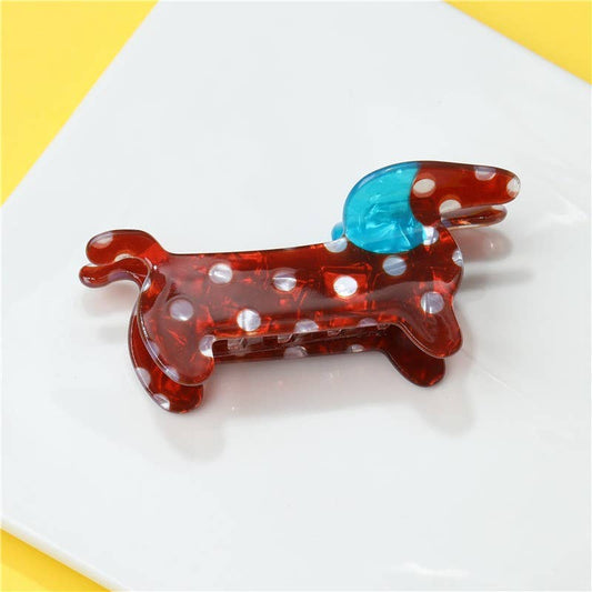 JUMBO POLKA DOT DOG HAIR CLAW CLIPS | Brown