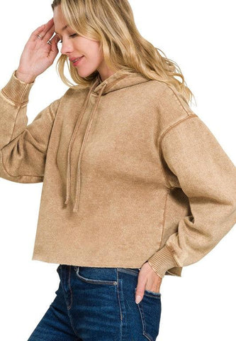Ash Wash Fleece Cropped Hoodie