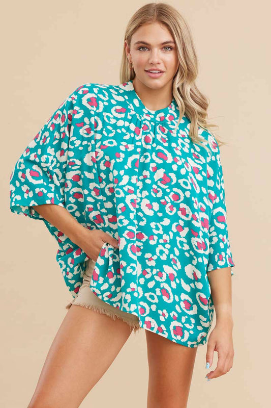 Print 3/4 Dolman Sleeves Top