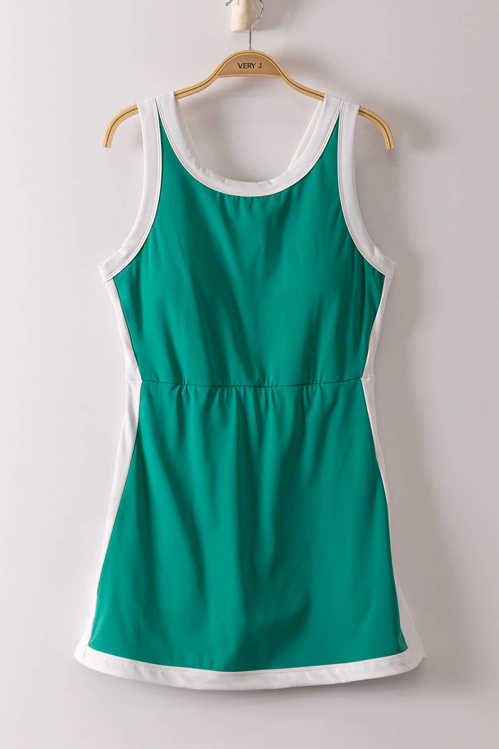 Color Block Activewear Mini Dress W/ Bra Cap: GREEN