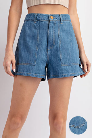 Mineral Washed Denim Shorts