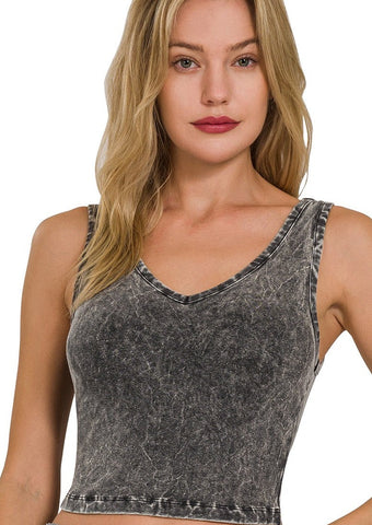 Washed V-Neck Tank