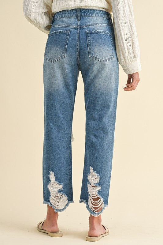High Rise Distressed Crop Jeans
