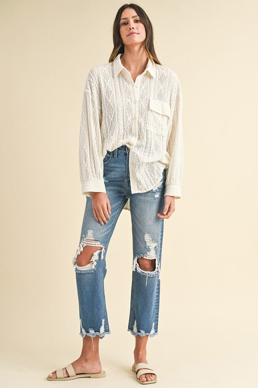 High Rise Distressed Crop Jeans