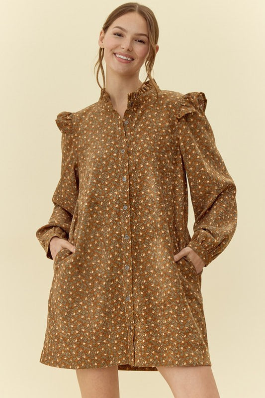 Print Button-Up Dress