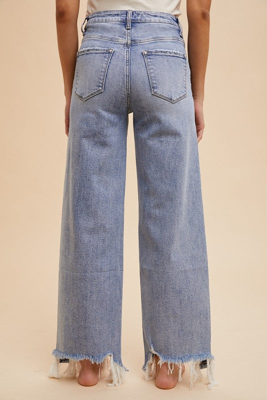 Asymmetrical Distressed Hem Jeans