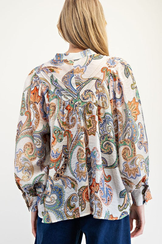 Paisley Bubble Sleeve Top