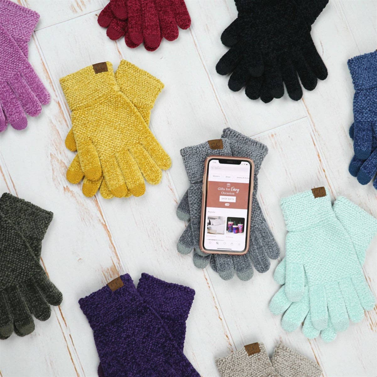 CC Chenille Touchscreen Glove ( G-9016 ): Light Melange Grey