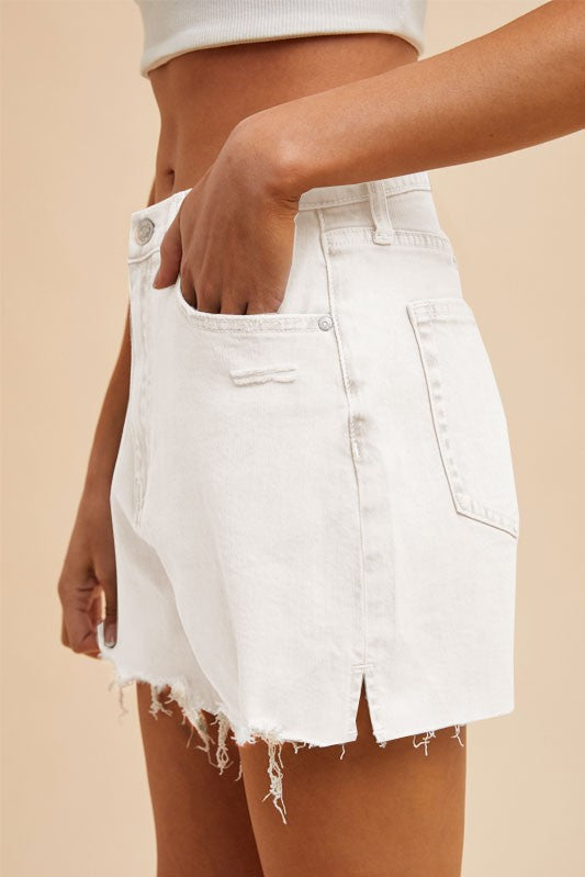 Comfort Stretch Distressed Denim Shorts
