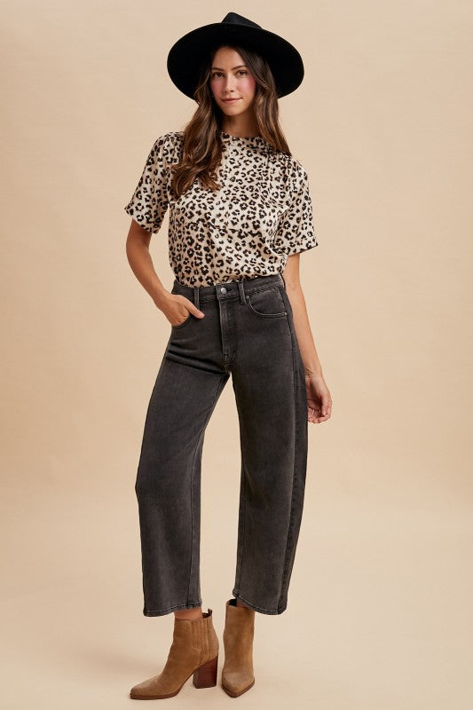 Two Tone Side Panel Barrel Jeans