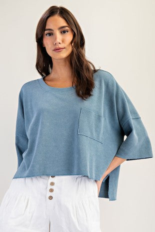 Mineral Washed Cropped Top