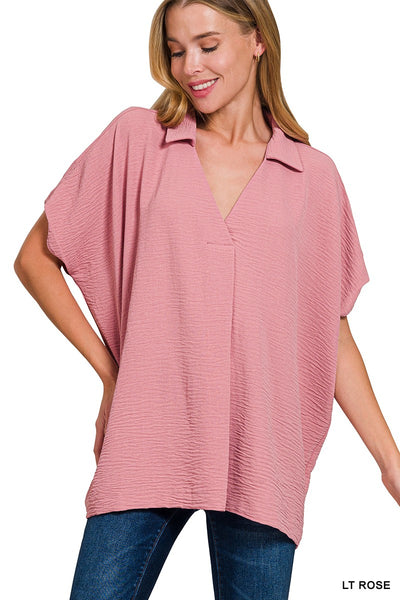 Collared V-Neck Top